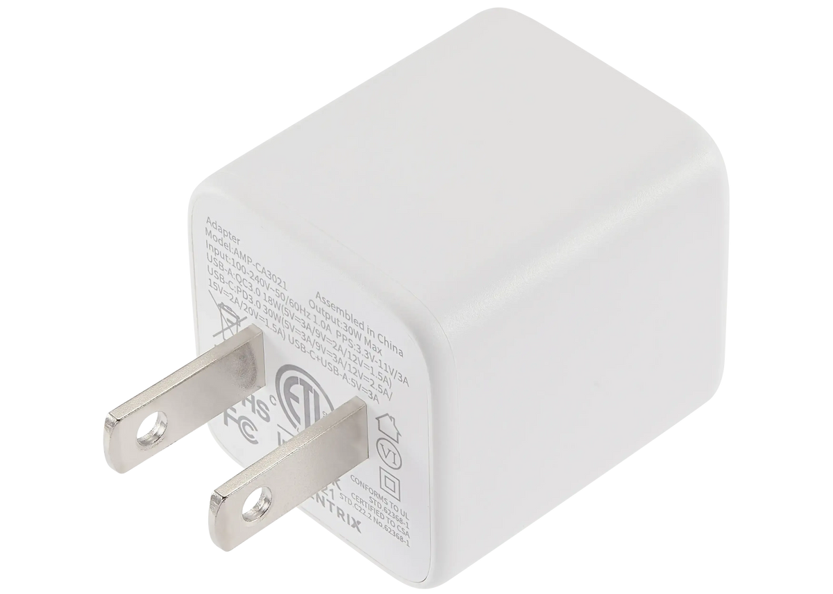 Cargador AmpSentrix Pro 30W GaN 2-en-1 USB-C + USB-A (Teal) — Carga Rápida
