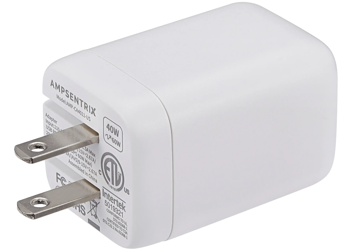 Cargador AmpSentrix 40W USB-C de Carga Rápida — iPhone, iPad y más