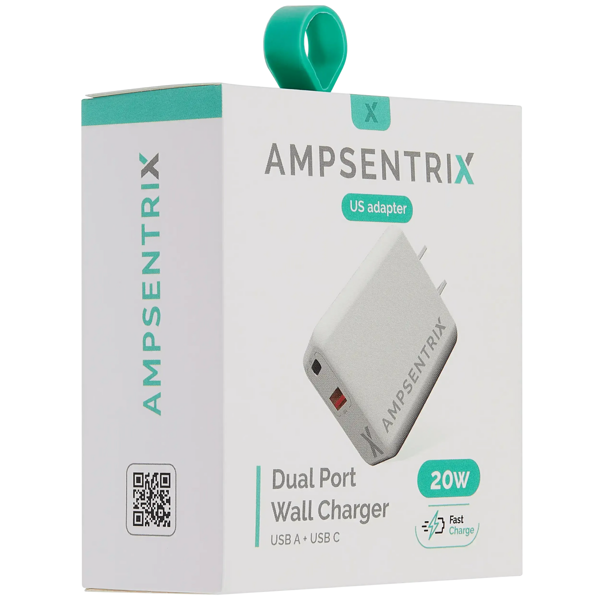 Cargador AmpSentrix 20W Doble Puerto USB-C + USB-A — Carga Rápida