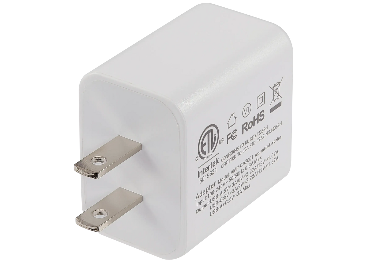Cargador AmpSentrix 20W Doble Puerto USB-C + USB-A — Carga Rápida