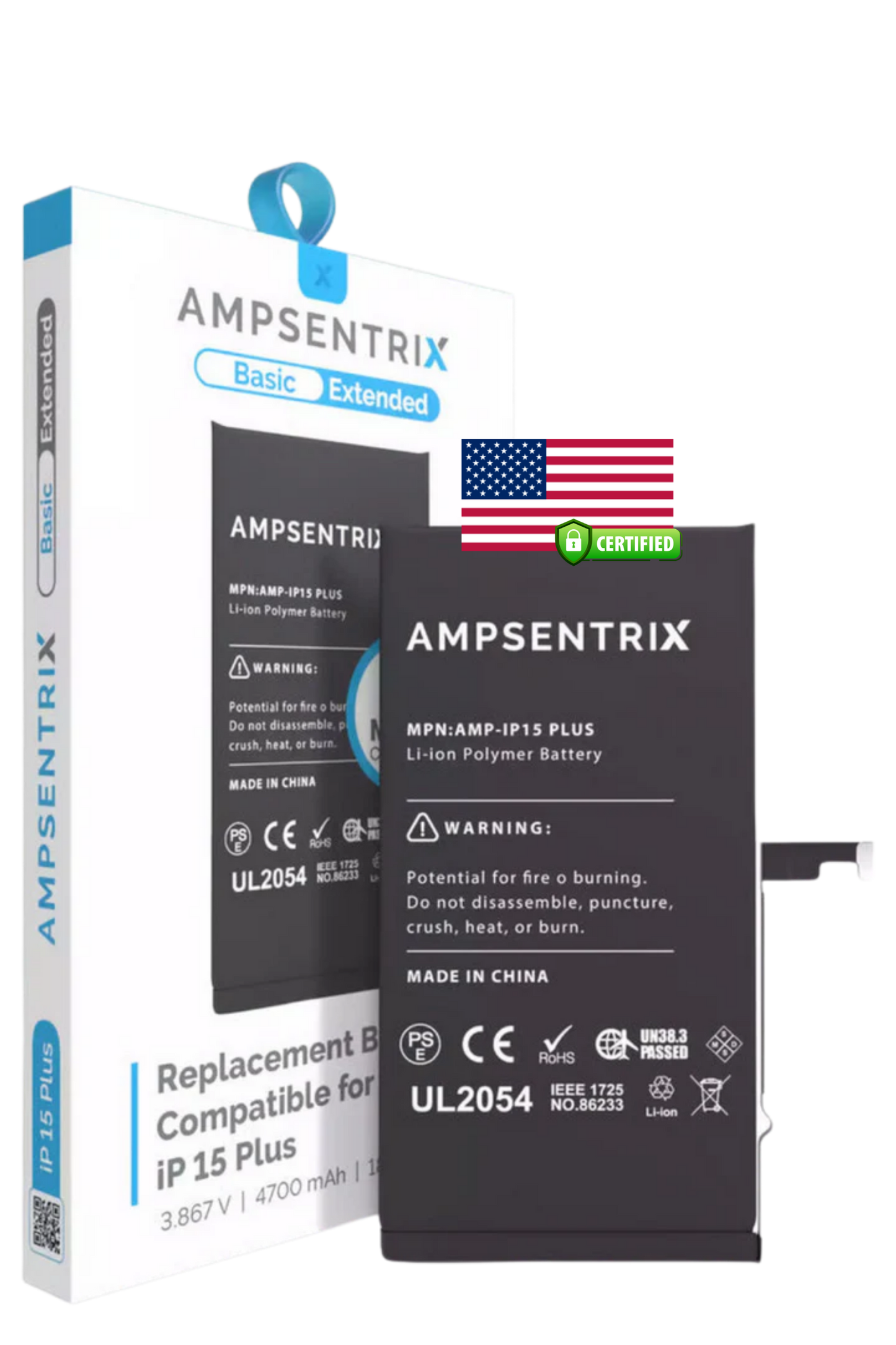 Batería Ampsentrix Extended para iPhone 15 Plus