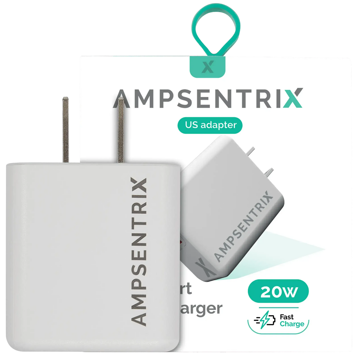 Cargador AmpSentrix 20W Doble Puerto USB-C + USB-A — Carga Rápida