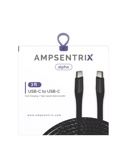 Cable AmpSentrix Alpha USB-C a USB-C (1m / 3ft) — Negro