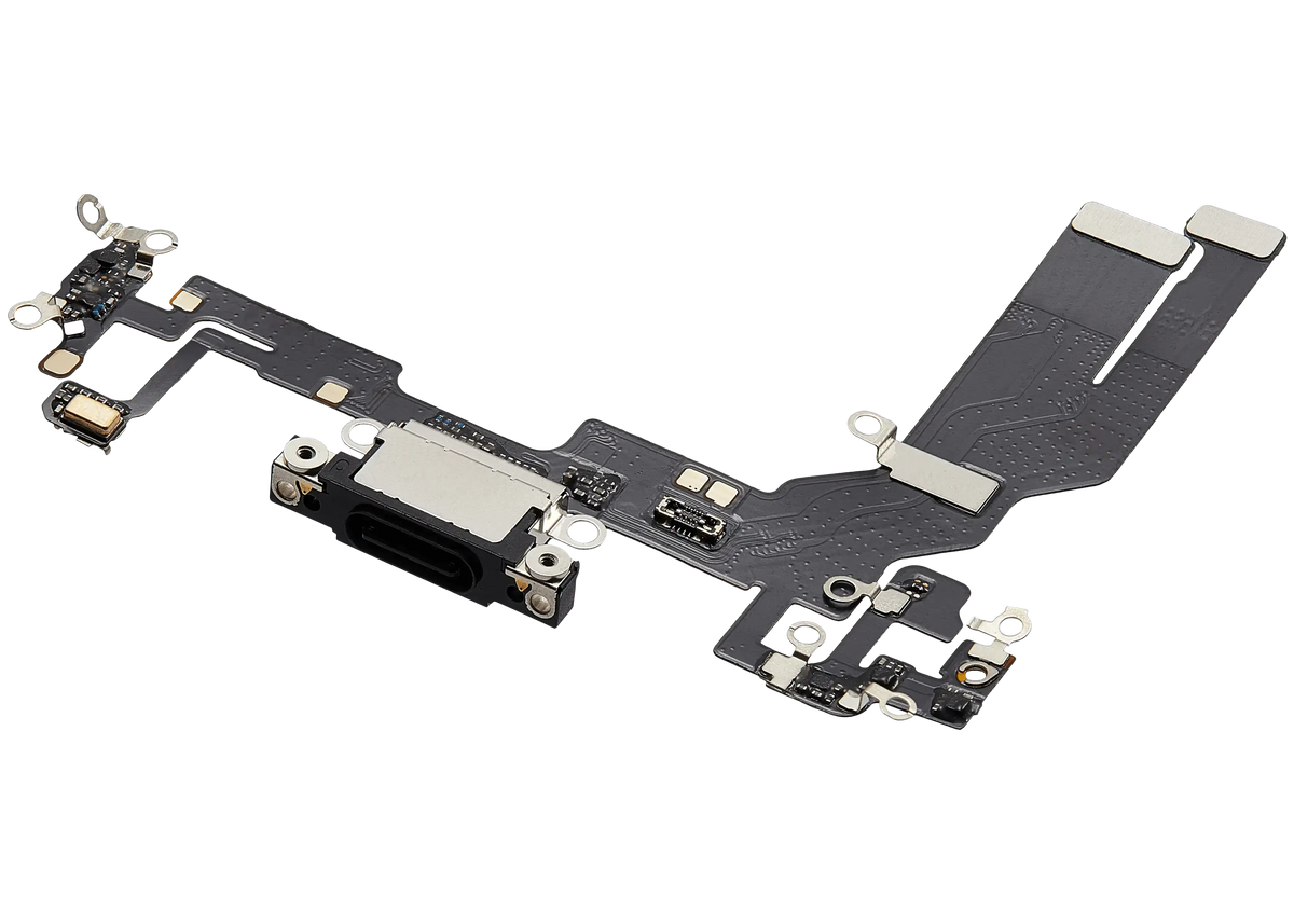 Flex de Puerto de Carga para iPhone 16e / 17e — Plus (Negro)