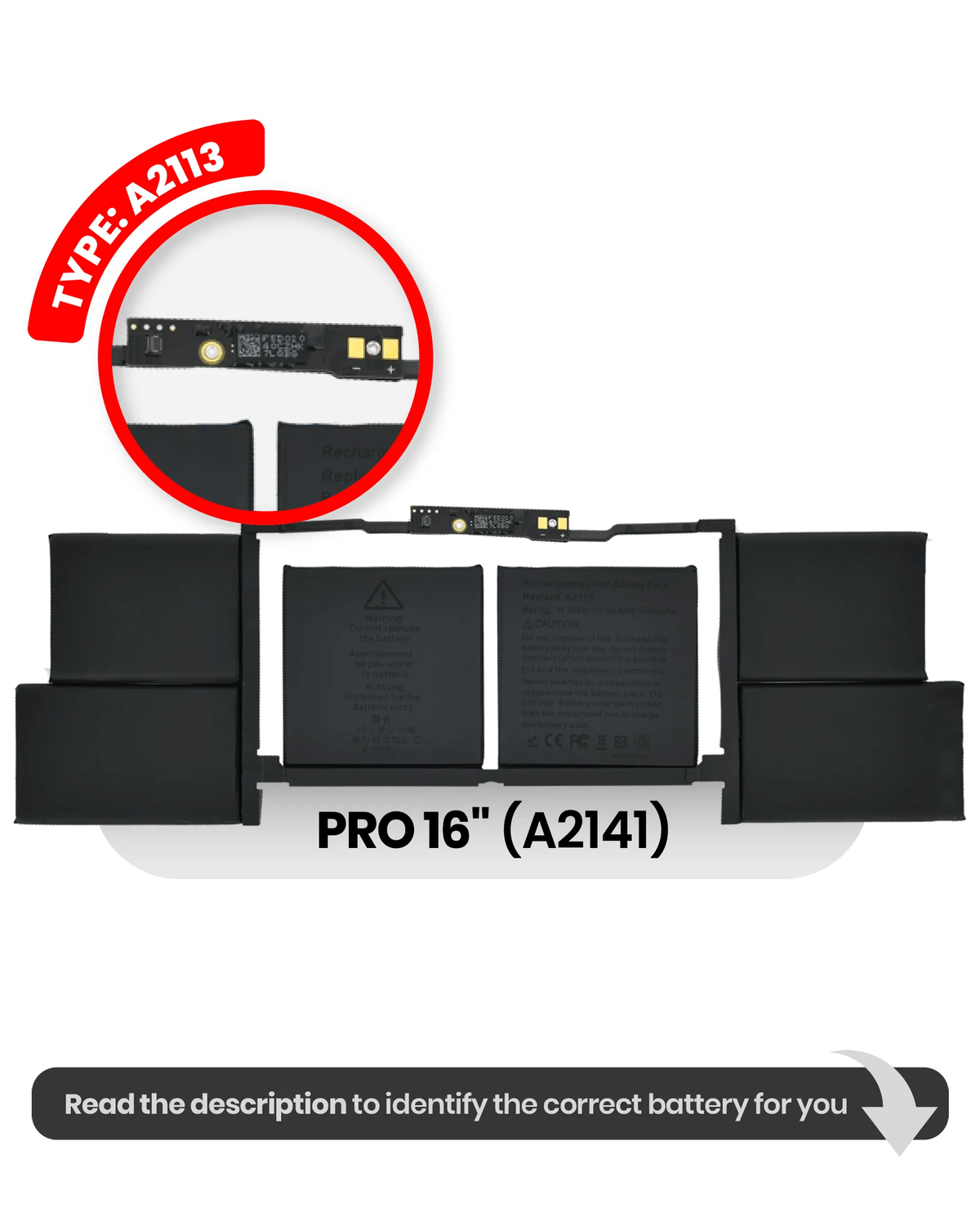Batería AmpSentrix Premium para MacBook Pro 16" A2141 (2019) (A2113)