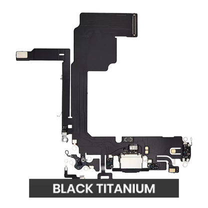Flex de Puerto de Carga para iPhone 15 Pro — Plus (Titanio Negro)