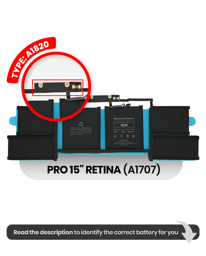 Batería AmpSentrix Premium para MacBook Pro 15" A1707 (2016-2017) (A1820)