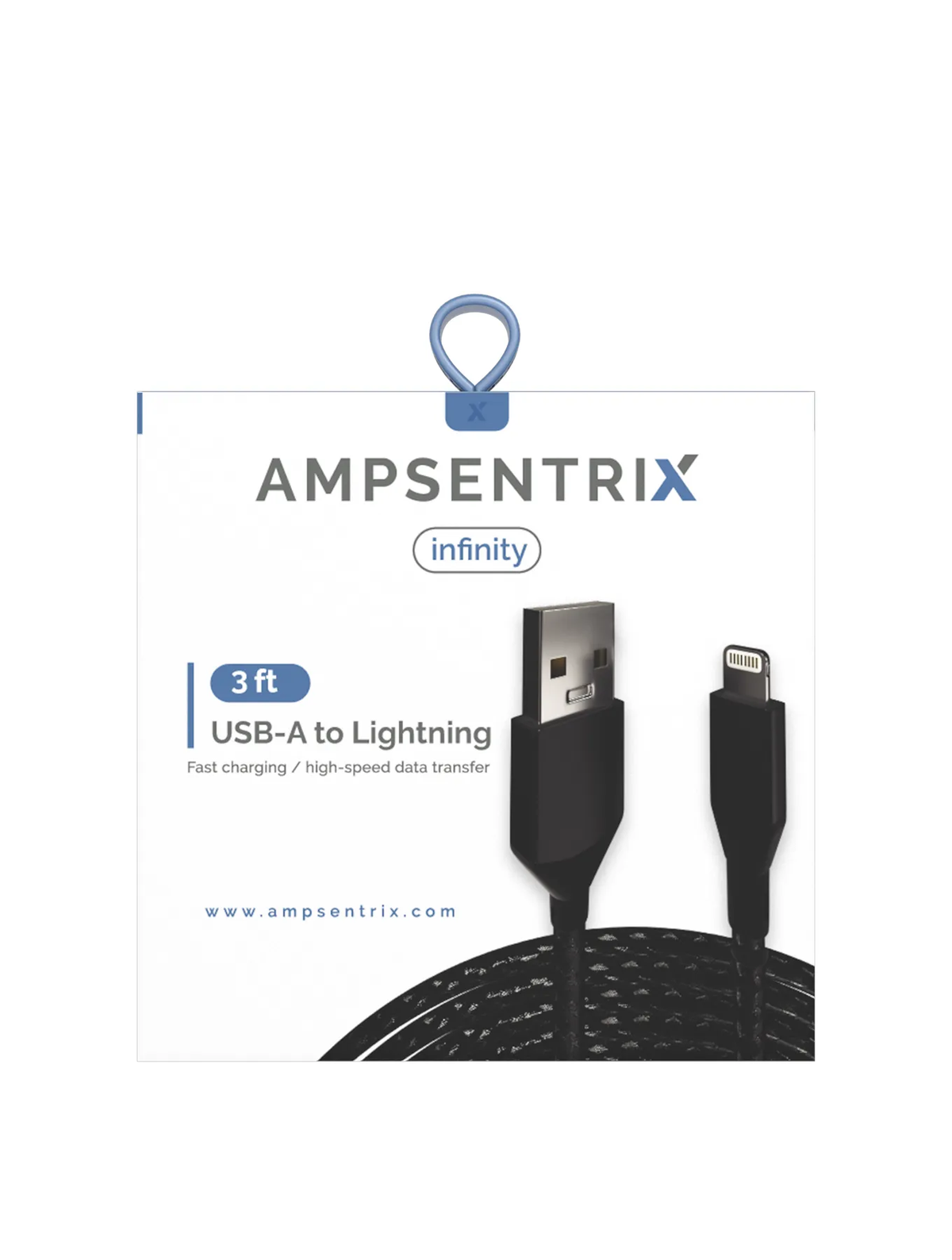 Cable AmpSentrix Infinity USB-A a Lightning (1m / 3ft) — Negro