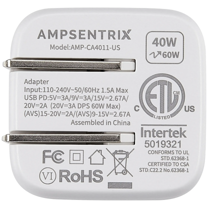 Cargador AmpSentrix 40W USB-C de Carga Rápida — iPhone, iPad y más