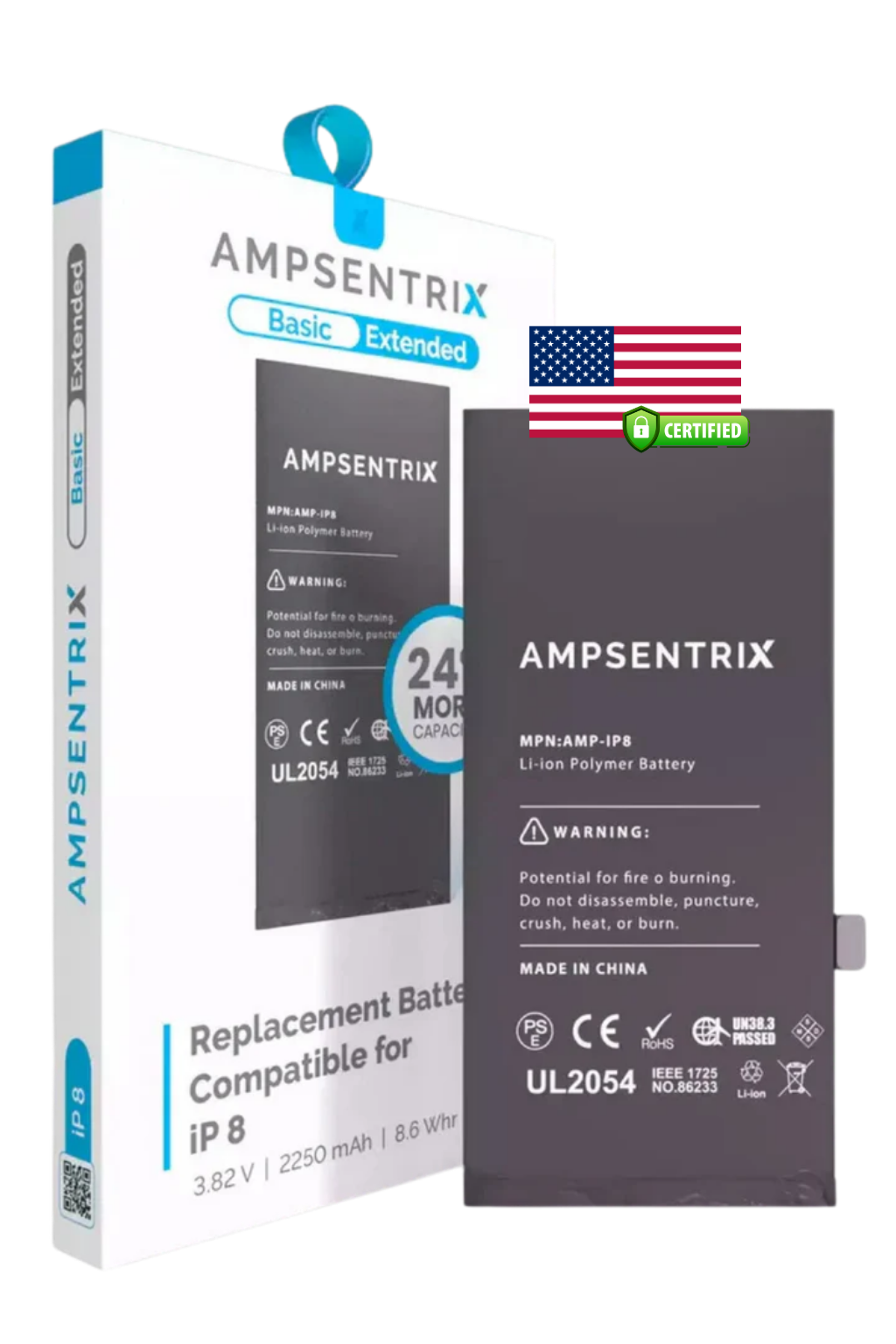 Batería Ampsentrix Extended para iPhone 8