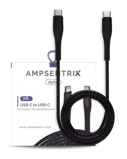 Cable AmpSentrix Alpha USB-C a USB-C (1m / 3ft) — Negro