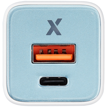 Cargador AmpSentrix Pro 30W GaN 2-en-1 USB-C + USB-A (Teal) — Carga Rápida