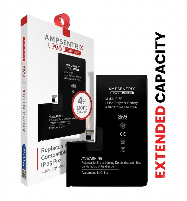 Batería Ampsentrix Plus Extended para iPhone 15 Pro