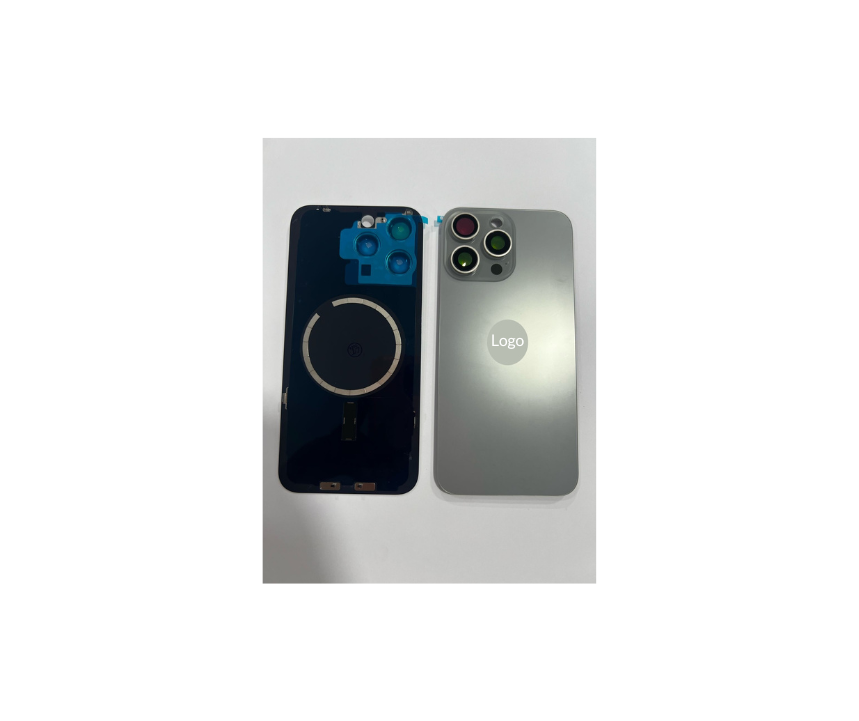 Tapa Trasera Con Lentes E Imanes Iphone 15 Pro Max Gris