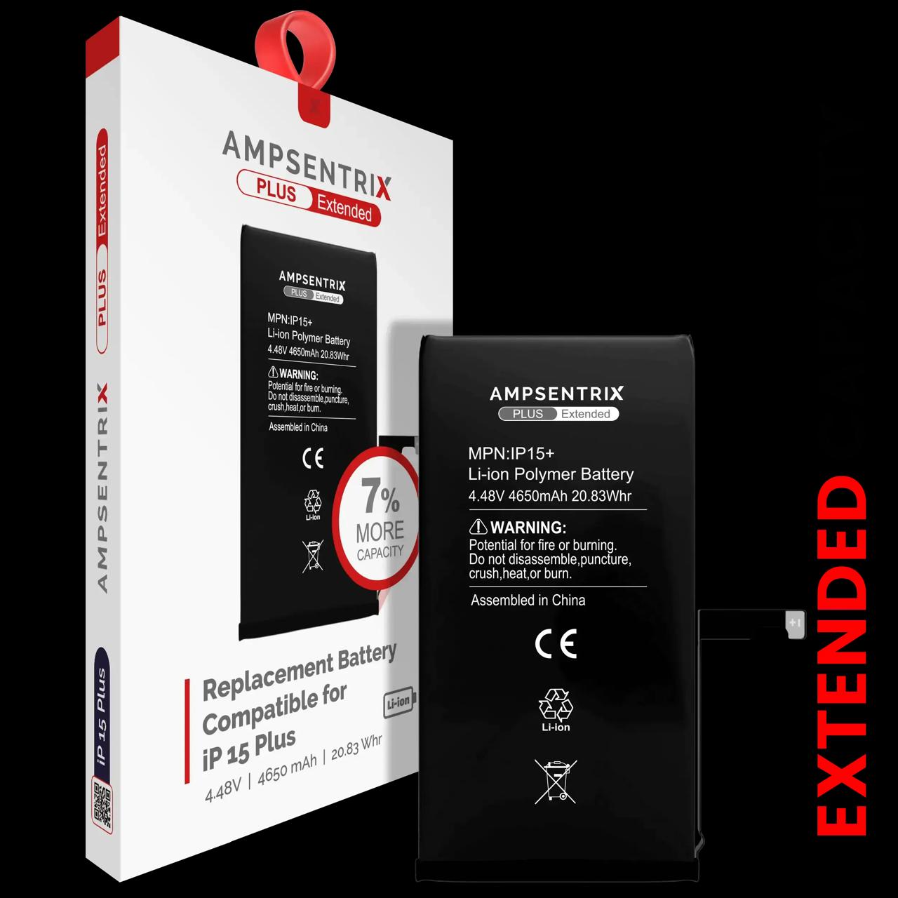 Batería Ampsentrix Plus Extended para iPhone 15 plus