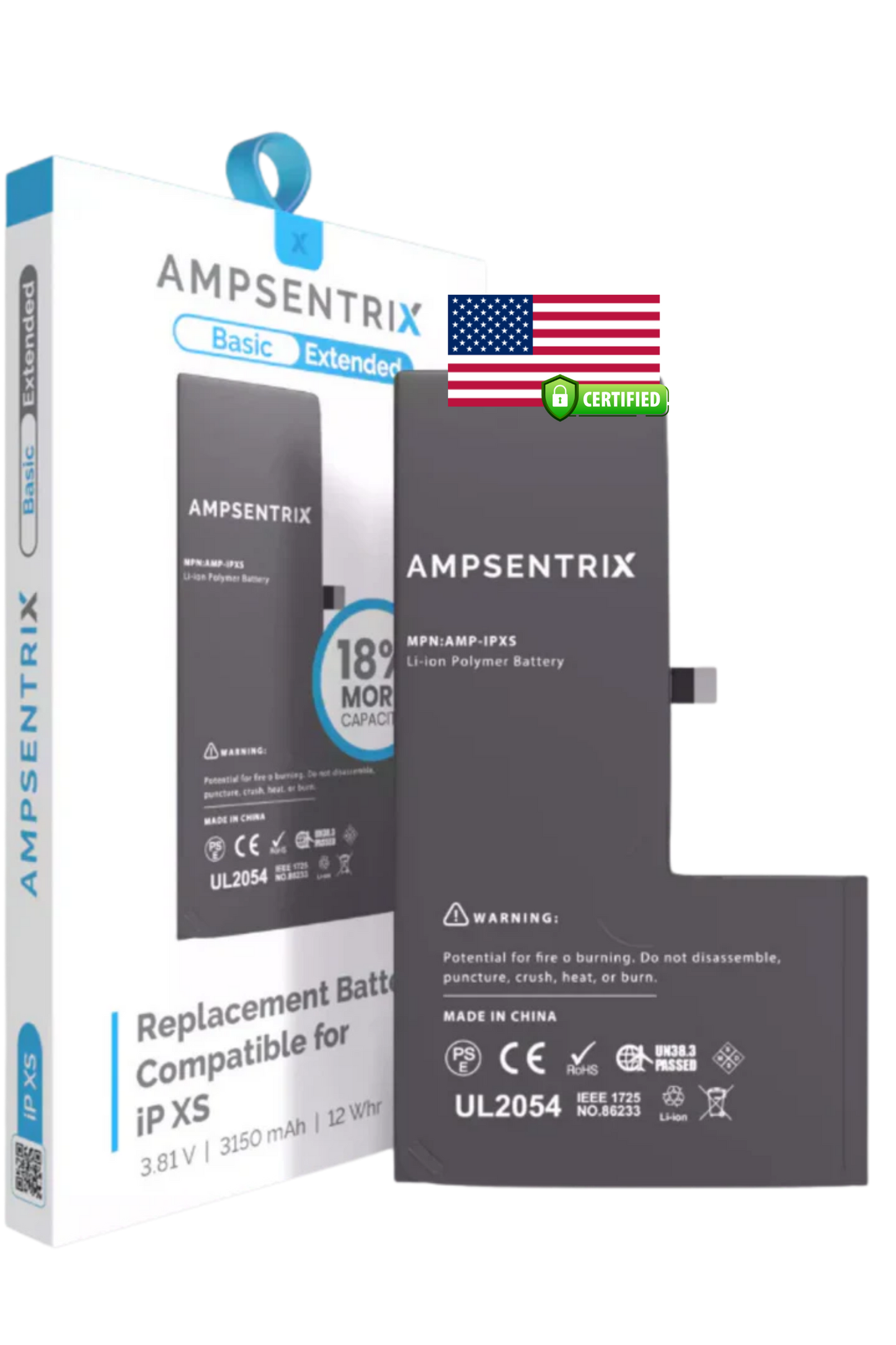 Batería Ampsentrix Extended para iPhone XS