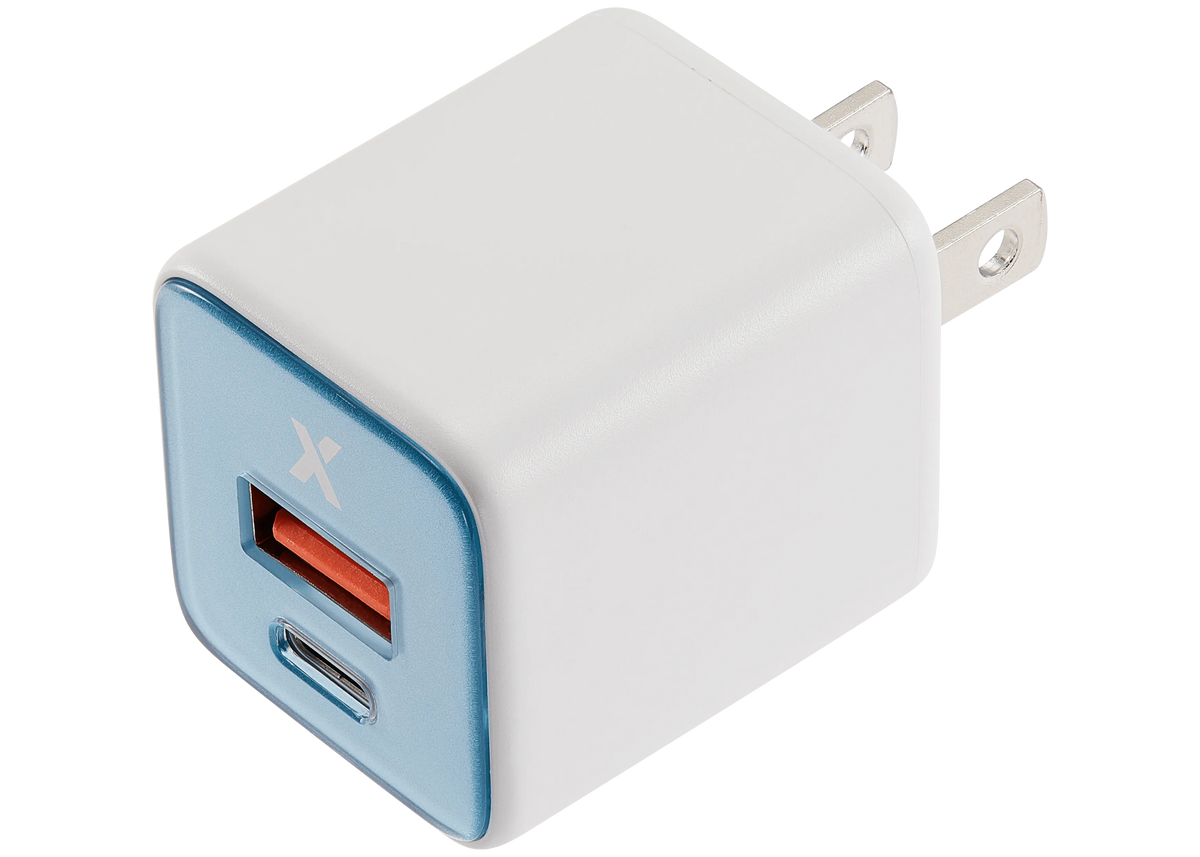 Cargador AmpSentrix Pro 30W GaN 2-en-1 USB-C + USB-A (Teal) — Carga Rápida