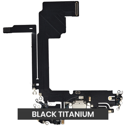 Flex de Puerto de Carga para iPhone 15 Pro Max — Plus (Titanio Negro)