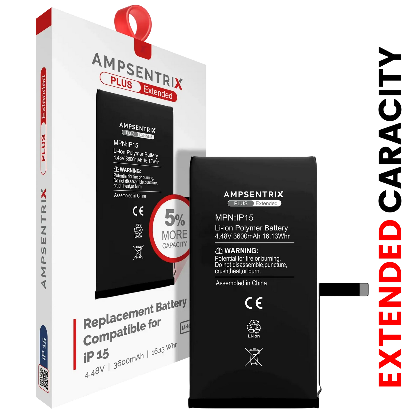 Batería Ampsentrix Plus Extended para iPhone 15