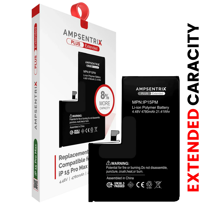 Batería Ampsentrix Plus Extended para iPhone 15 Pro Max