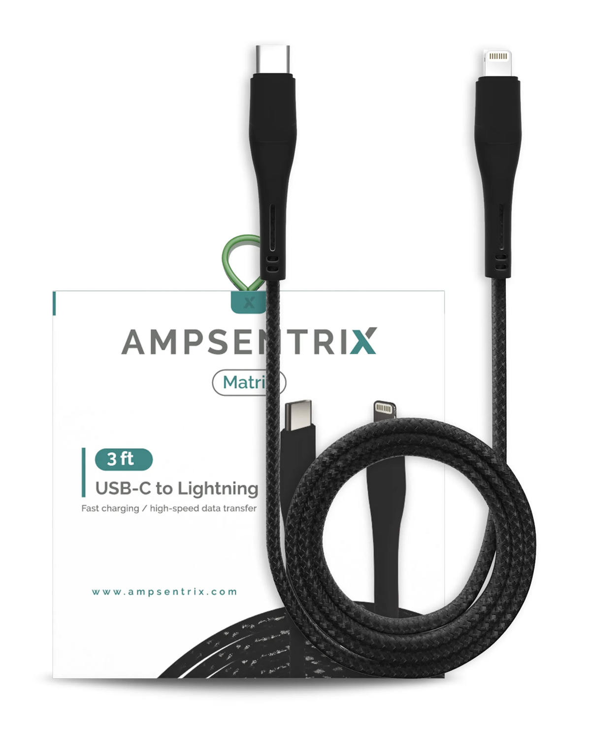 Cable AmpSentrix Matrix USB-C a Lightning (1m / 3ft) — Negro