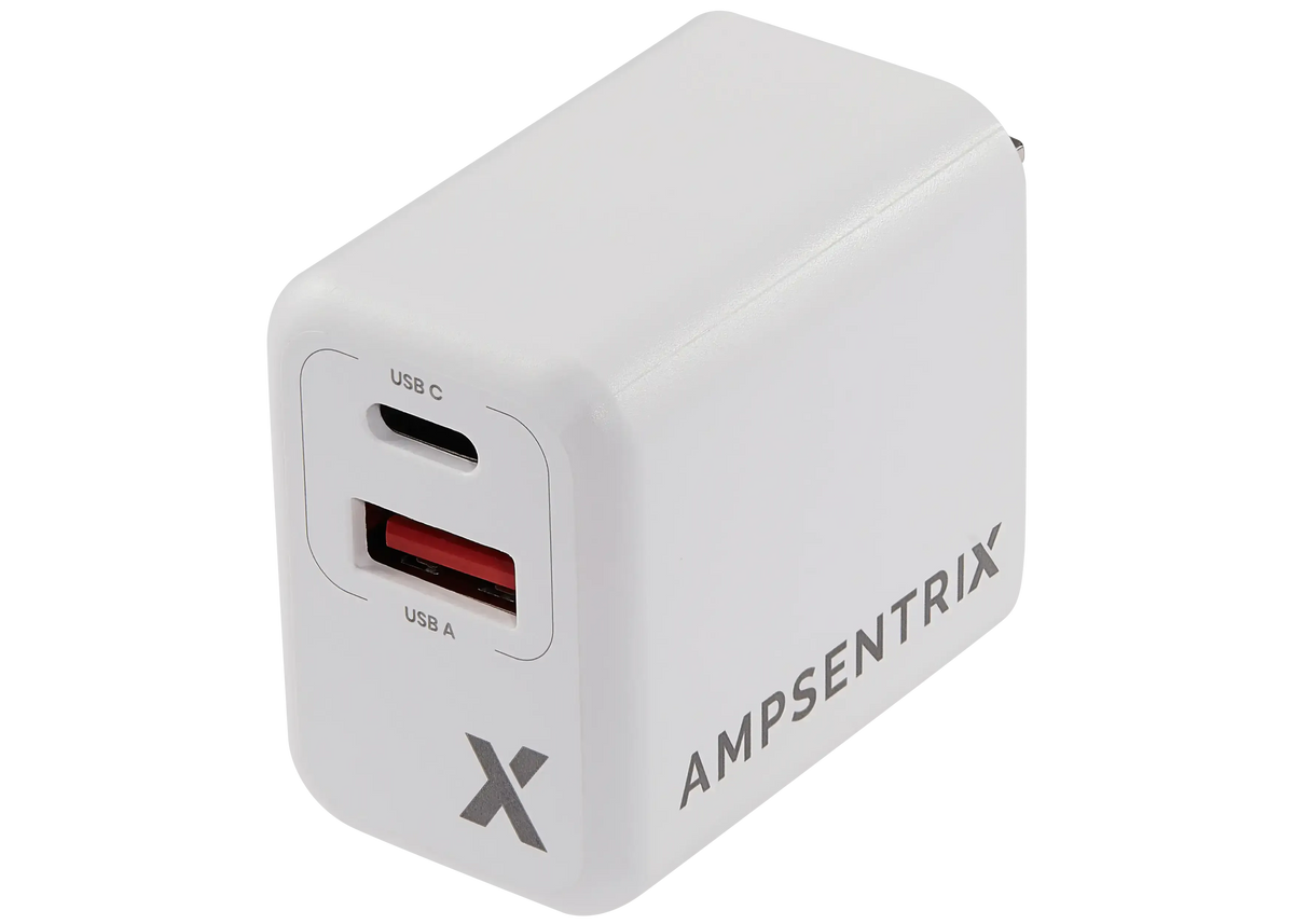 Cargador AmpSentrix 20W Doble Puerto USB-C + USB-A — Carga Rápida