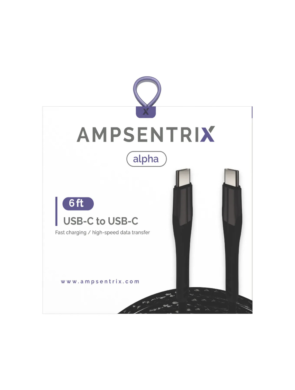 Cable AmpSentrix Alpha USB-C a USB-C (1.8m / 6ft) — Negro