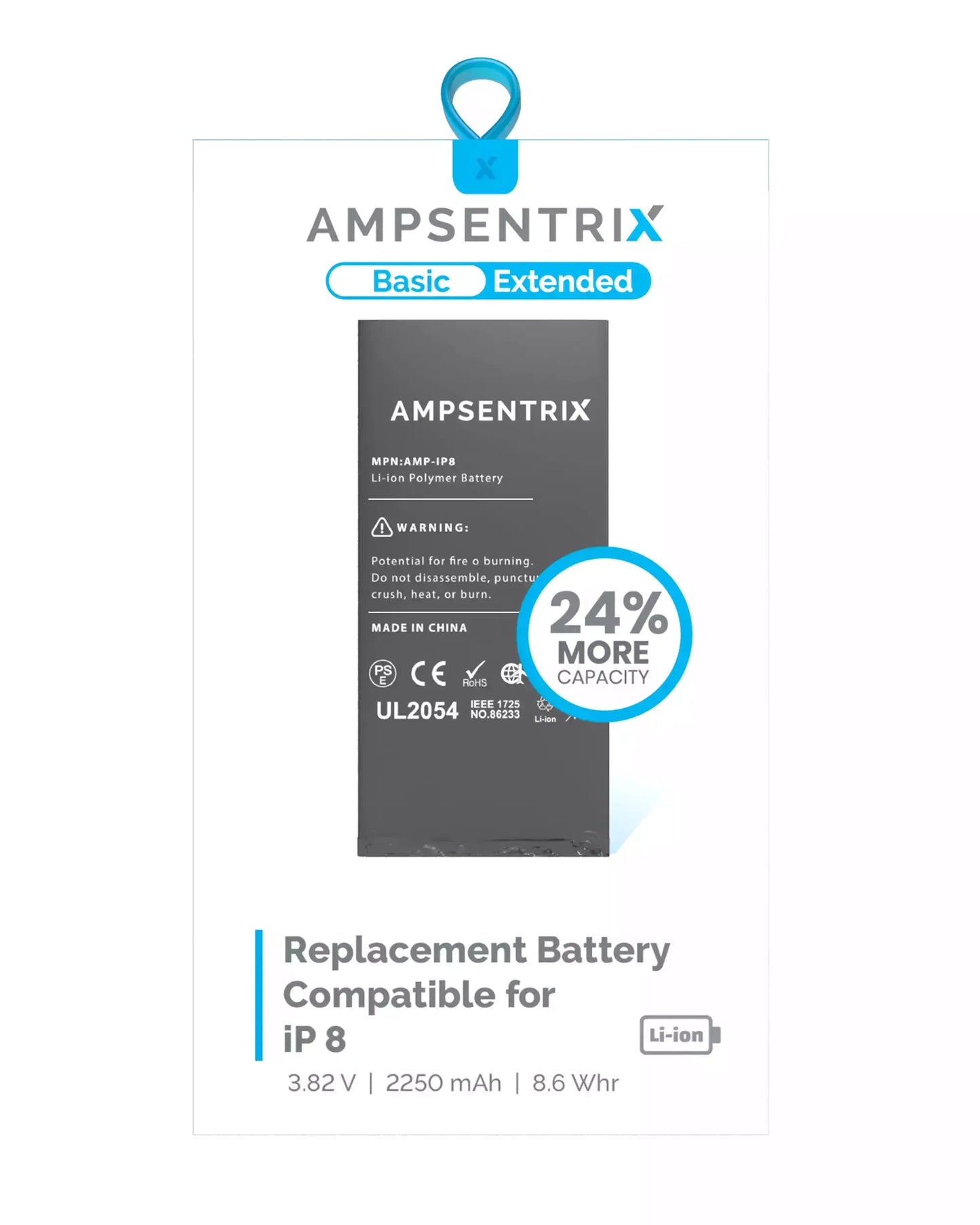Batería Ampsentrix Extended para iPhone 8