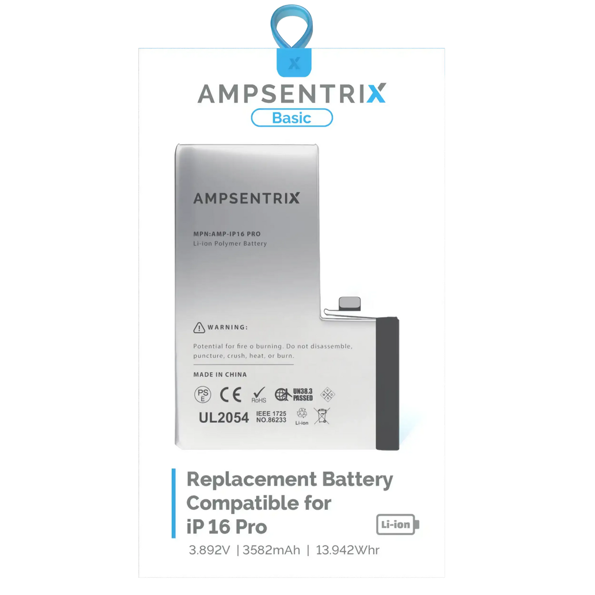 Batería Ampsentrix Basic para iPhone 16 Pro