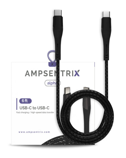 Cable AmpSentrix Alpha USB-C a USB-C (1.8m / 6ft) — Negro